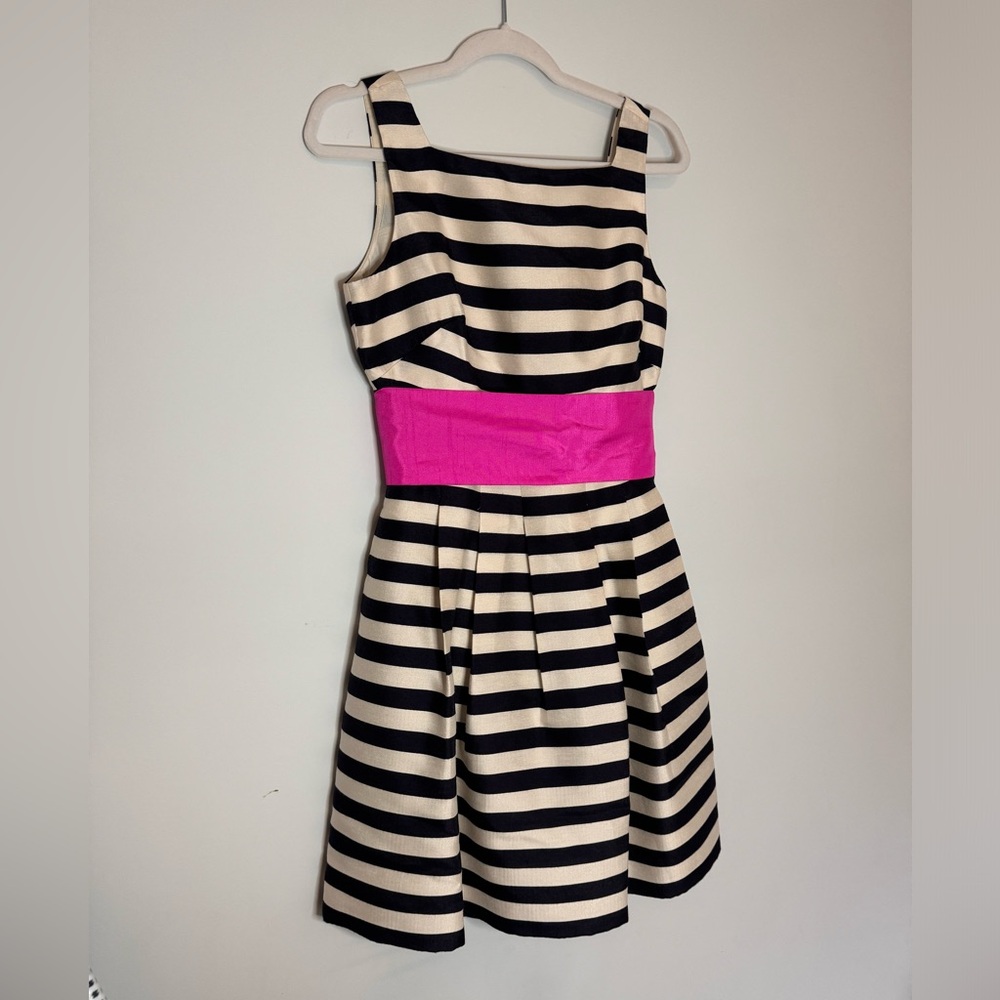 Eliza J Bow Waist Striped Dress